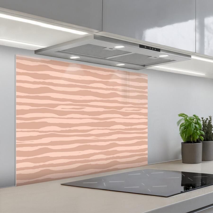 KitchenYeah Spatscherm 90x70 cm Zelfklevende achterwand Strepen Roze Patroon Keuken muurbeschermer Spatwand fornuis