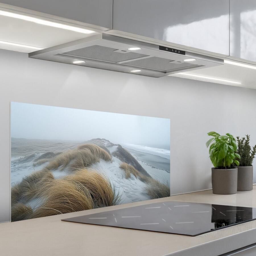 KitchenYeah Spatscherm 80x40 cm Zelfklevende achterwand Duinen Strand Planten Natuur Keuken muurbeschermer Spatwand fornuis - Foto 1