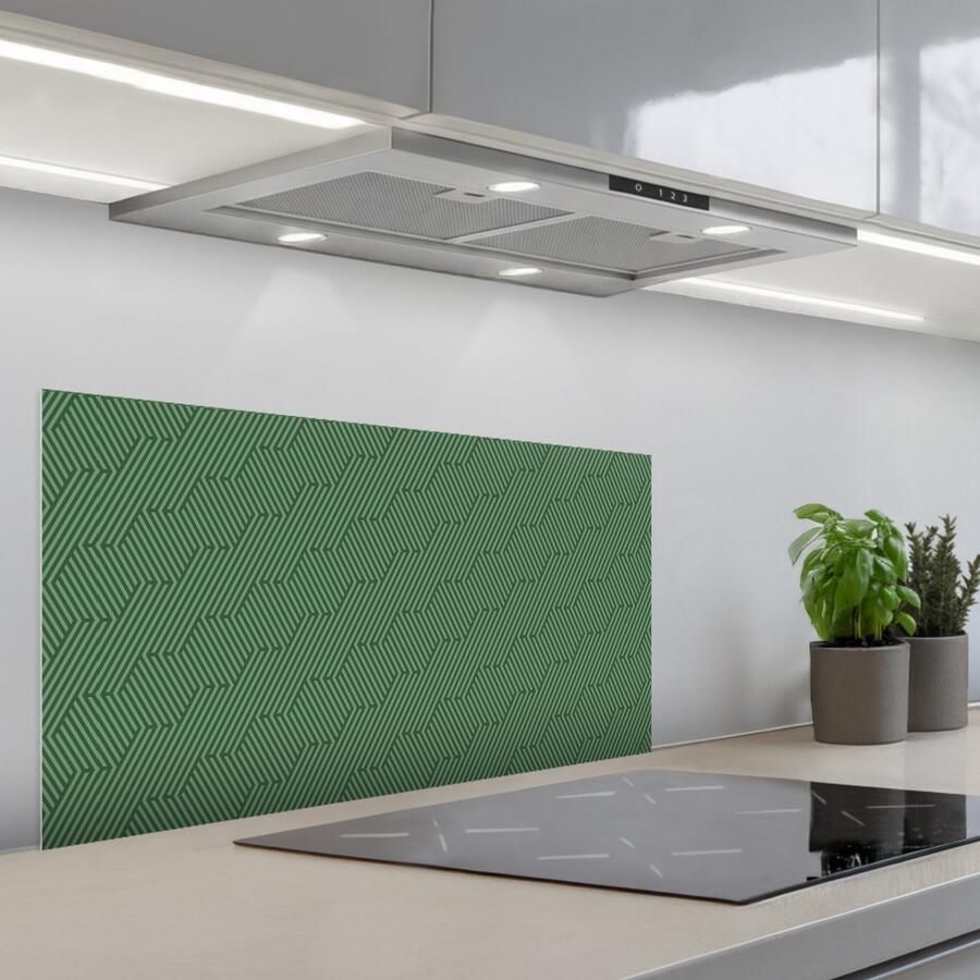 KitchenYeah Spatscherm 90x45 cm Zelfklevende achterwand Groen Strepen Patroon Keuken muurbeschermer Spatwand fornuis