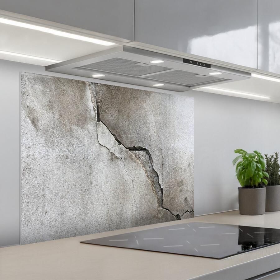 KitchenYeah Spatscherm 80x60 cm Zelfklevende achterwand Beton Industrieel Grijs Keuken muurbeschermer Spatwand fornuis