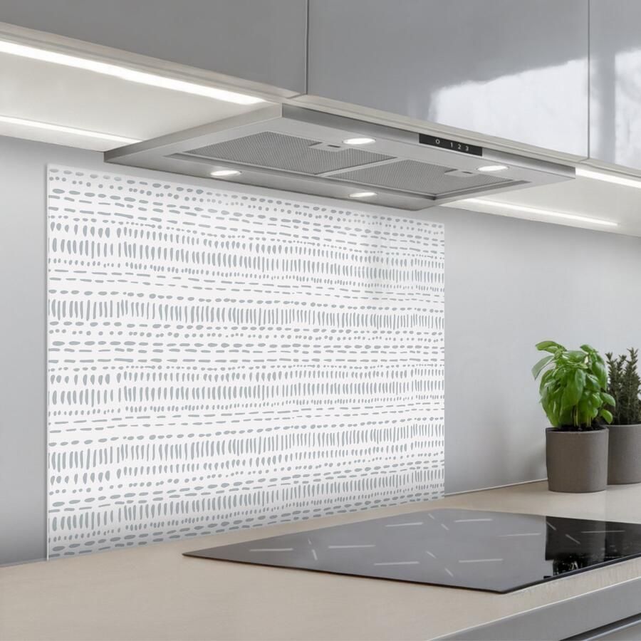 KitchenYeah Spatscherm 80x60 cm Zelfklevende achterwand Grijs Patroon Stippen Keuken muurbeschermer Spatwand fornuis