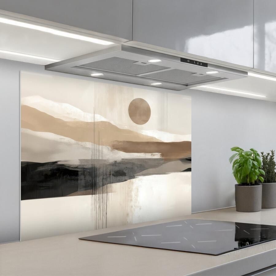 KitchenYeah Spatscherm 80x60 cm Zelfklevende achterwand Minimalistisch Landschap Dimensie Keuken muurbeschermer Spatwand fornuis