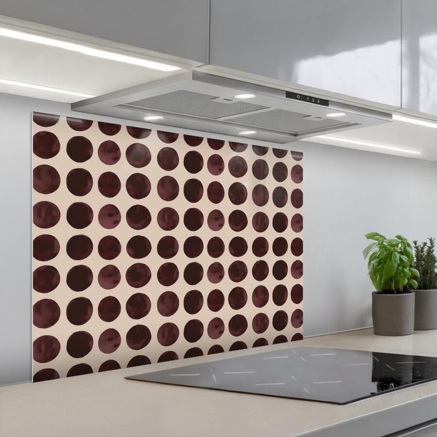 KitchenYeah Spatscherm 80x60 cm Zelfklevende achterwand Stippen Patroon Bruin Keuken muurbeschermer Spatwand fornuis