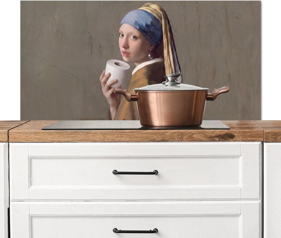 KitchenYeah Spatscherm keuken 100x50 cm Kookplaat achterwand Klassiek Humor Kleurrijk Muurbeschermer Spatwand fornuis Hoogwaardig aluminium