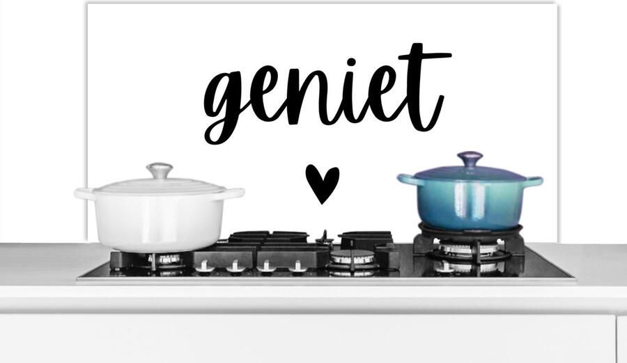 KitchenYeah Spatscherm keuken 100x50 cm Kookplaat achterwand Spreuken Geniet Quotes Muurbeschermer Spatwand fornuis Hoogwaardig aluminium