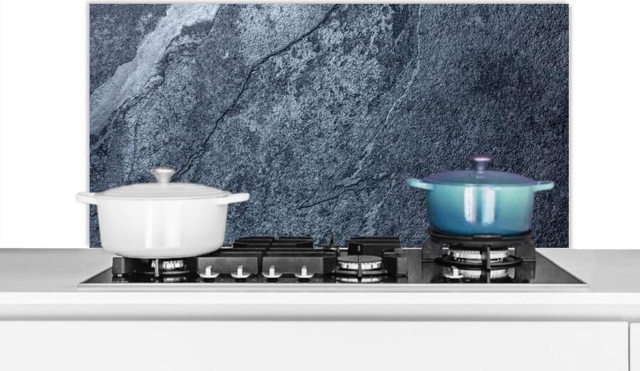 KitchenYeah Spatscherm keuken 100x50 cm Kookplaat achterwand Steen Leisteen Structuur Grijs Muurbeschermer Spatwand fornuis Hoogwaardig aluminium