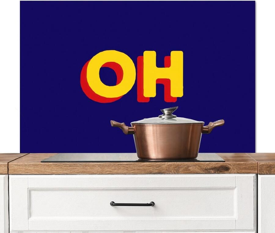 KitchenYeah Spatscherm keuken 100x65 cm Kookplaat achterwand Blauw Geel OH Schaduw Muurbeschermer Spatwand fornuis Hoogwaardig aluminium