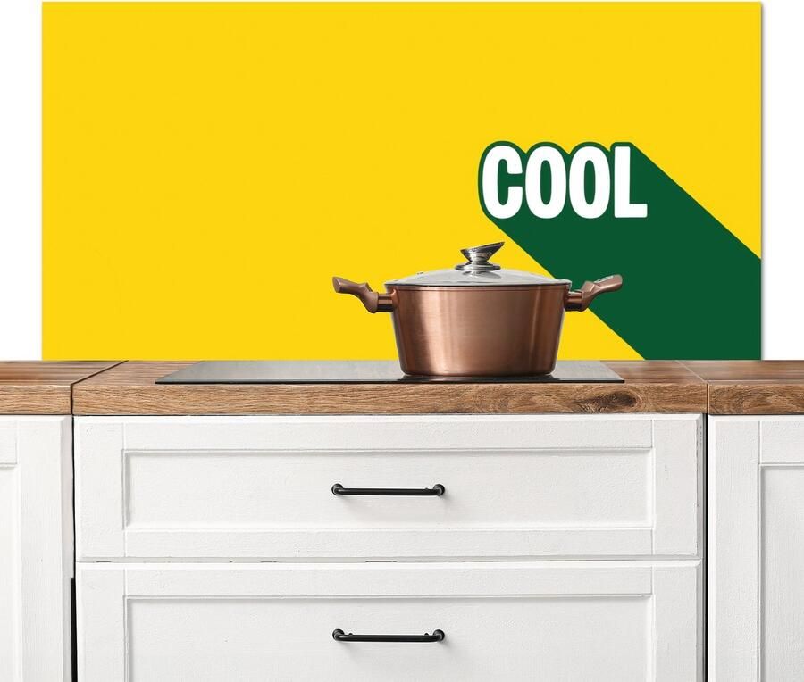 KitchenYeah Spatscherm keuken 120x60 cm Kookplaat achterwand Cool Geel Groen Muurbeschermer Spatwand fornuis Hoogwaardig aluminium