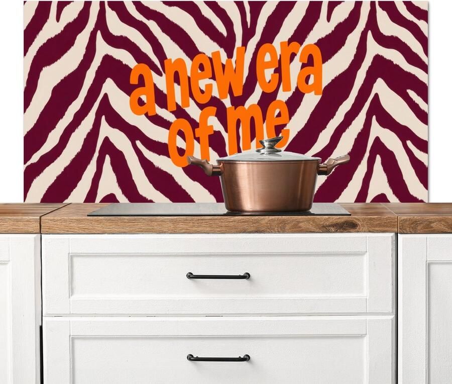 KitchenYeah Spatscherm keuken 120x60 cm Kookplaat achterwand New era Bordeaux Zebraprint Muurbeschermer Spatwand fornuis Hoogwaardig aluminium