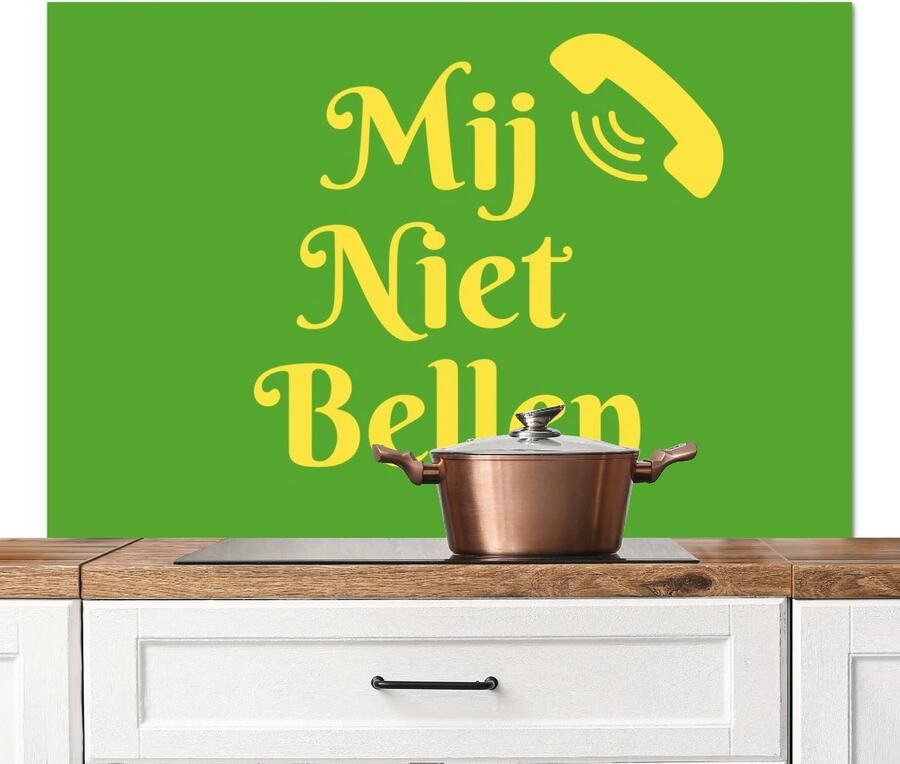 KitchenYeah Spatscherm keuken 120x80 cm Kookplaat achterwand Mij niet bellen Telefoon Groen Muurbeschermer Spatwand fornuis Hoogwaardig aluminium