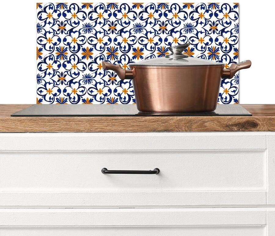 KitchenYeah Spatscherm keuken 60x30 cm Kookplaat achterwand Patroon Modern Kleurrijk Muurbeschermer Spatwand fornuis Hoogwaardig aluminium