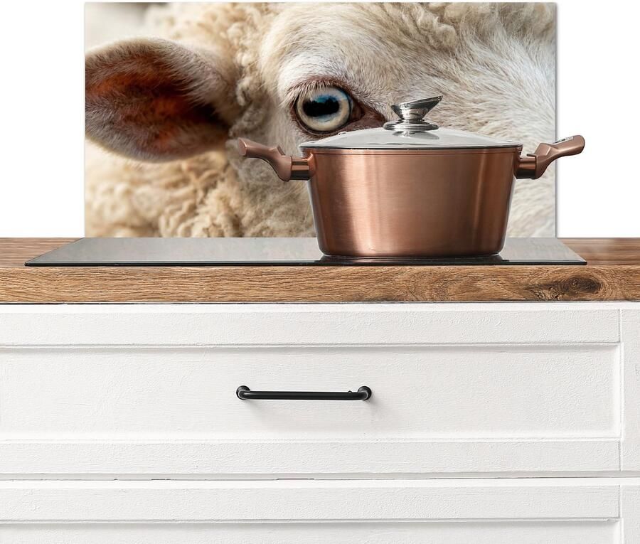 KitchenYeah Spatscherm keuken 70x30 cm Kookplaat achterwand Schaap Oog Wit Muurbeschermer Spatwand fornuis Hoogwaardig aluminium