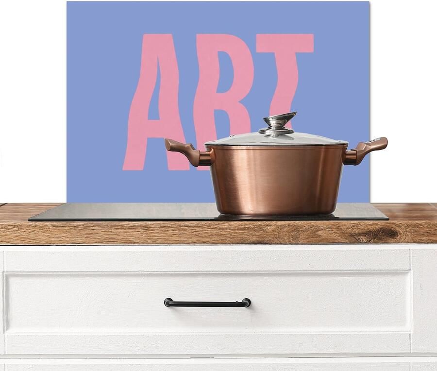 KitchenYeah Spatscherm keuken 60x40 cm Kookplaat achterwand Art Roze Blauw Muurbeschermer Spatwand fornuis Hoogwaardig aluminium