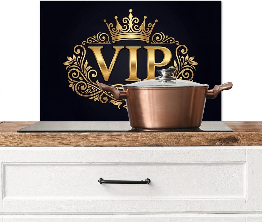 KitchenYeah Spatscherm keuken 60x40 cm Kookplaat achterwand VIP Kroon Goud Muurbeschermer Spatwand fornuis Hoogwaardig aluminium