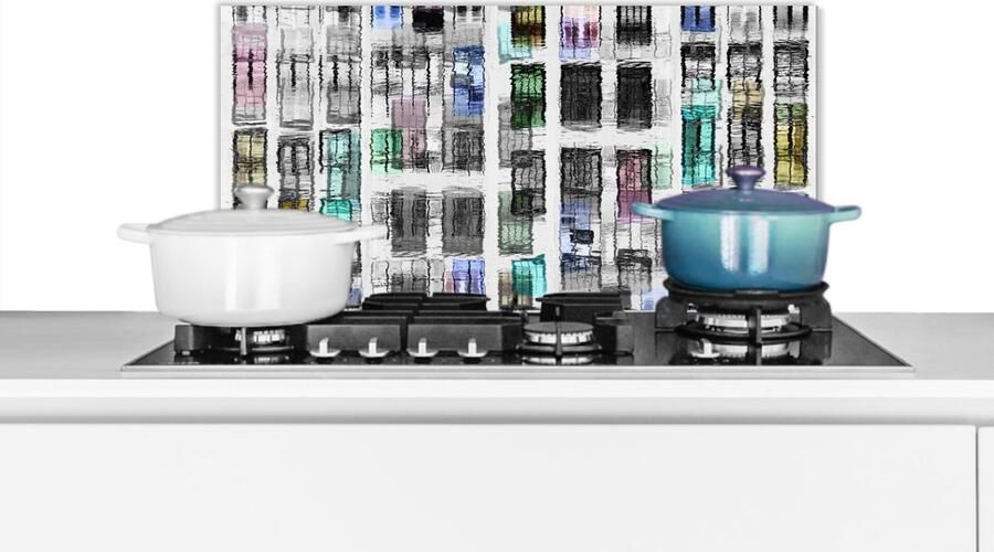 KitchenYeah Spatscherm keuken 70x30 cm Kookplaat achterwand Deuren Kleurrijk Abstract Muurbeschermer Spatwand fornuis Hoogwaardig aluminium