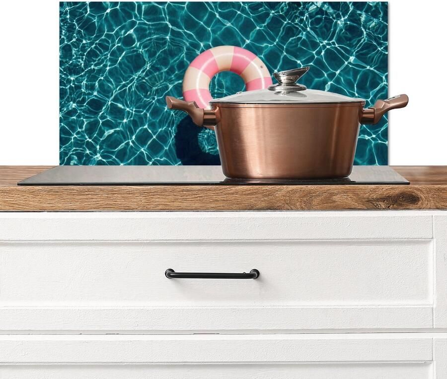 KitchenYeah Spatscherm keuken 70x30 cm Kookplaat achterwand Drijvend Zwemband Water Muurbeschermer Spatwand fornuis Hoogwaardig aluminium