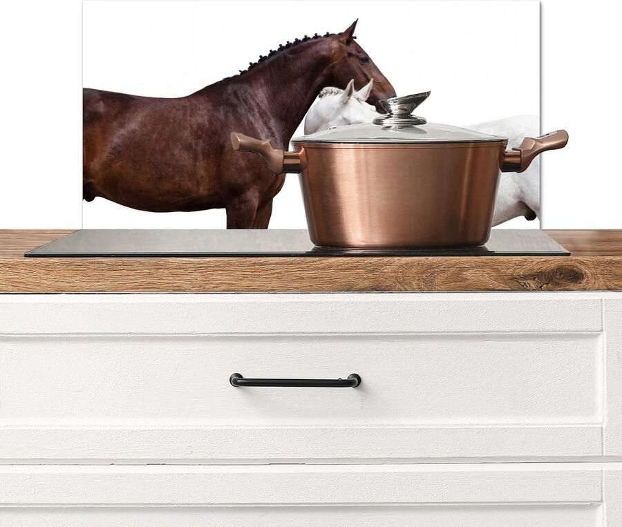 KitchenYeah Spatscherm keuken 70x30 cm Kookplaat achterwand Paard Modern Balans Muurbeschermer Spatwand fornuis Hoogwaardig aluminium