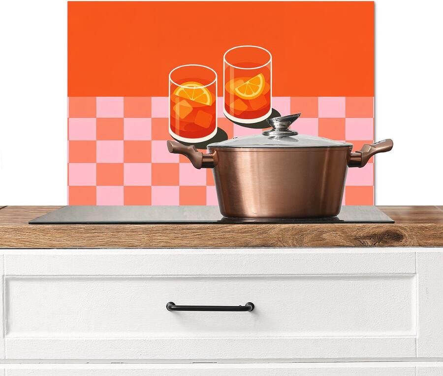 KitchenYeah Spatscherm keuken 70x50 cm Kookplaat achterwand Sinaasappel Glazen Oranje Muurbeschermer Spatwand fornuis Hoogwaardig aluminium