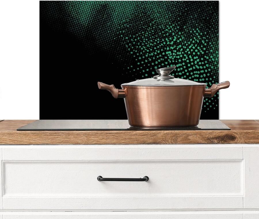 KitchenYeah Spatscherm keuken 70x50 cm Kookplaat achterwand Stippen Groen Vervagen Muurbeschermer Spatwand fornuis Hoogwaardig aluminium