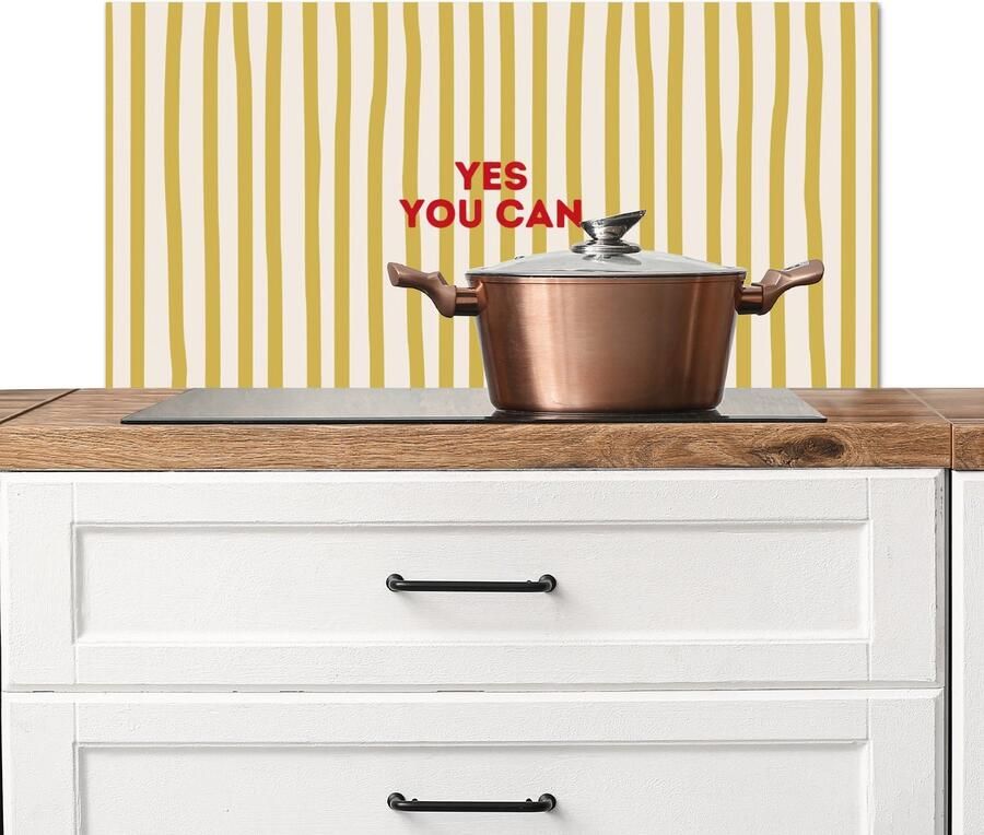 KitchenYeah Spatscherm keuken 80x40 cm Kookplaat achterwand Strepen Abstract Yes you can Rood Muurbeschermer Spatwand fornuis Hoogwaardig aluminium