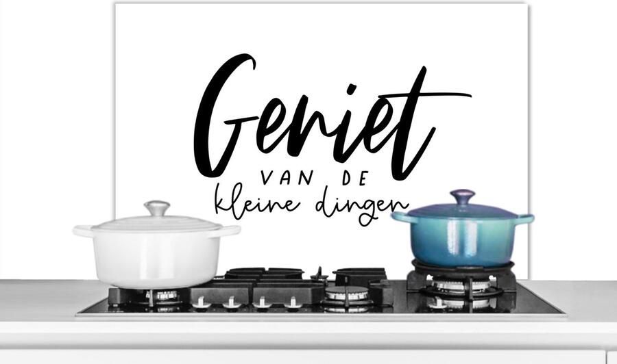 KitchenYeah Spatscherm keuken 80x55 cm Kookplaat achterwand Geniet van de kleine dingen Quotes Spreuken Muurbeschermer Spatwand fornuis Hoogwaardig aluminium