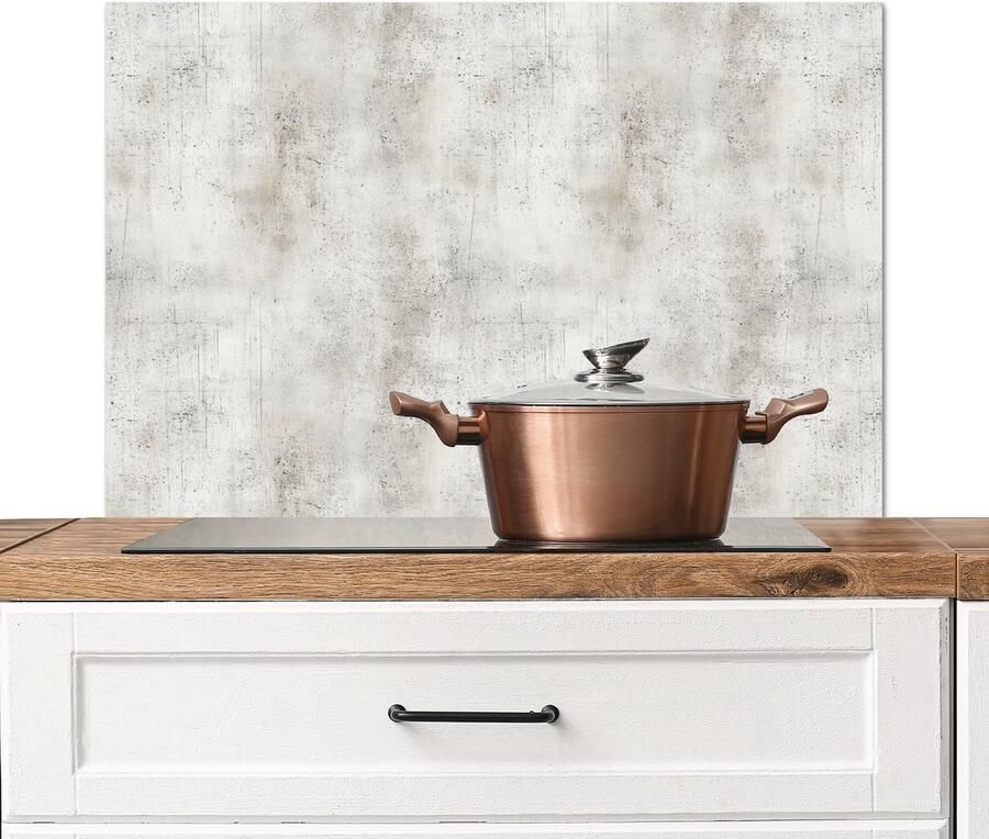 KitchenYeah Spatscherm keuken 80x55 cm Kookplaat achterwand Grijs Beton print Verweerd Muurbeschermer Spatwand fornuis Hoogwaardig aluminium