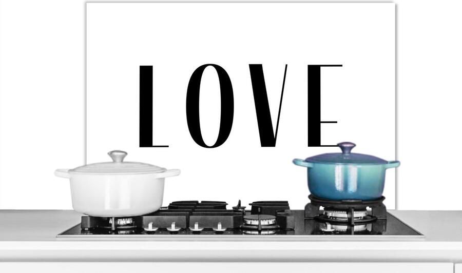 KitchenYeah Spatscherm keuken 90x60 cm Kookplaat achterwand Spreuken Love Quotes Muurbeschermer Spatwand fornuis Hoogwaardig aluminium