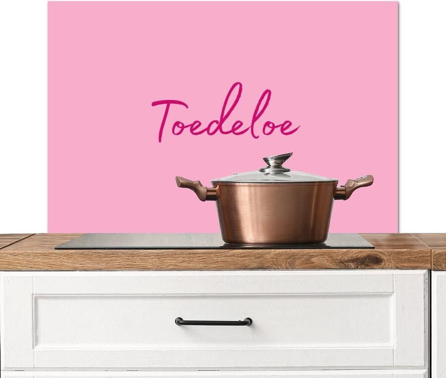 KitchenYeah Spatscherm keuken 80x55 cm Kookplaat achterwand Toedeloe Roze Minimalistisch Muurbeschermer Spatwand fornuis Hoogwaardig aluminium
