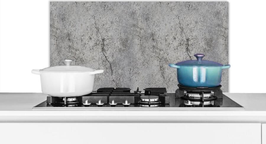 KitchenYeah Spatscherm keuken 90x45 cm Kookplaat achterwand Beton Muur Industrieel Patronen Muurbeschermer Spatwand fornuis Hoogwaardig aluminium
