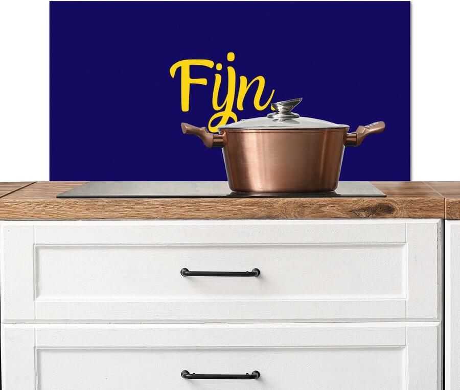 KitchenYeah Spatscherm keuken 90x45 cm Kookplaat achterwand Blauw Geel Fijn Muurbeschermer Spatwand fornuis Hoogwaardig aluminium - Foto 1