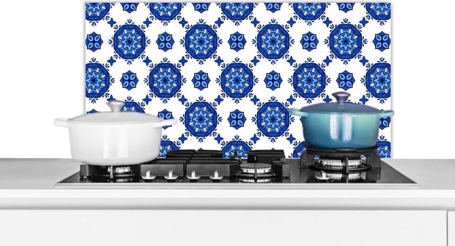 KitchenYeah Spatscherm keuken 80x40 cm Kookplaat achterwand Portugal Bloemen Design Muurbeschermer Spatwand fornuis Hoogwaardig aluminium