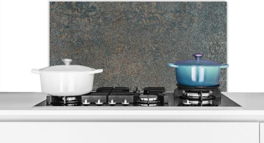 KitchenYeah Spatscherm keuken 90x45 cm Kookplaat achterwand Steen Beton print grijs Vintage Muurbeschermer Spatwand fornuis Hoogwaardig aluminium