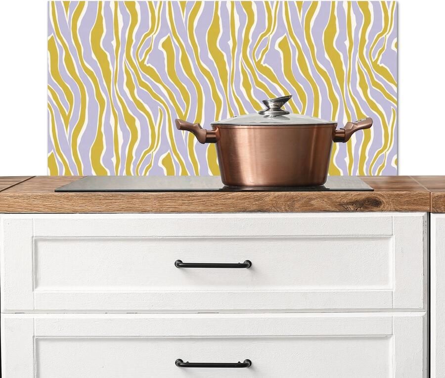KitchenYeah Spatscherm keuken 80x40 cm Kookplaat achterwand Zebra Modern Meerkleurig Muurbeschermer Spatwand fornuis Hoogwaardig aluminium