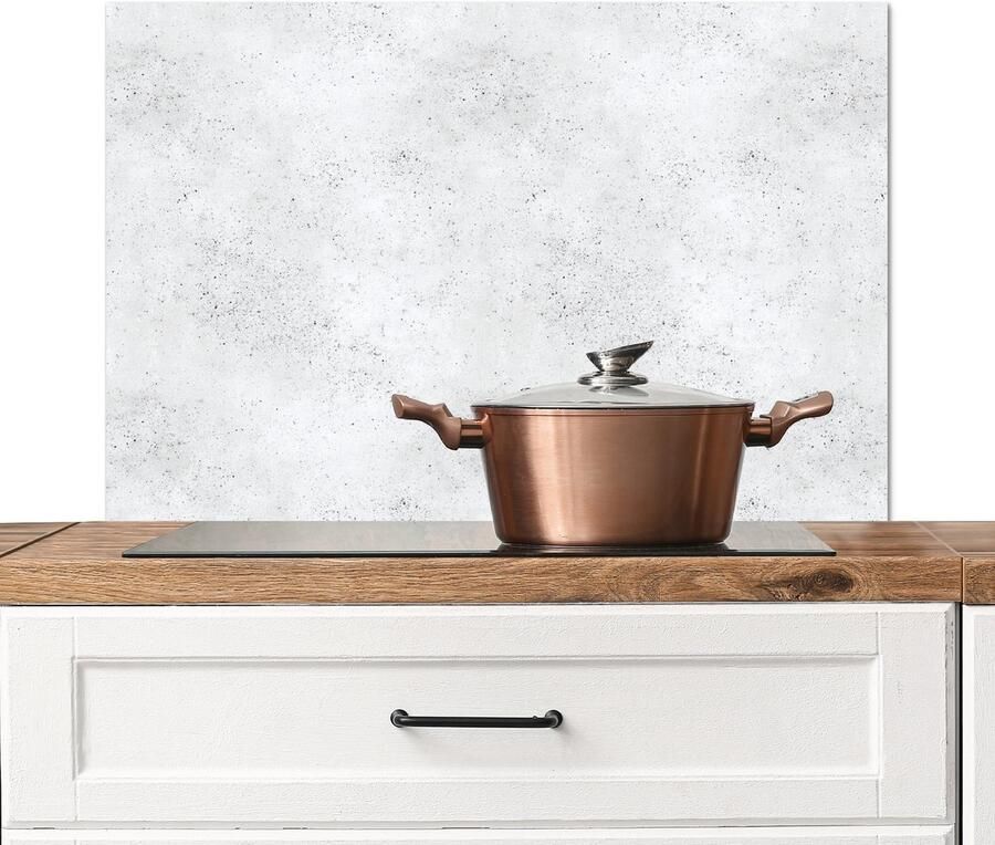 KitchenYeah Spatscherm keuken 90x60 cm Kookplaat achterwand Lichtgrijs Betonstructuur Subtiel Muurbeschermer Spatwand fornuis Hoogwaardig aluminium