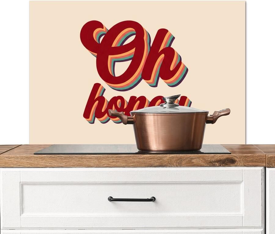 KitchenYeah Spatscherm keuken 80x55 cm Kookplaat achterwand Oh honey Rood Schaduw Muurbeschermer Spatwand fornuis Hoogwaardig aluminium