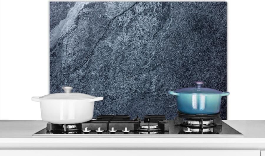 KitchenYeah Spatscherm keuken 80x55 cm Kookplaat achterwand Steen Leisteen Structuur Grijs Muurbeschermer Spatwand fornuis Hoogwaardig aluminium