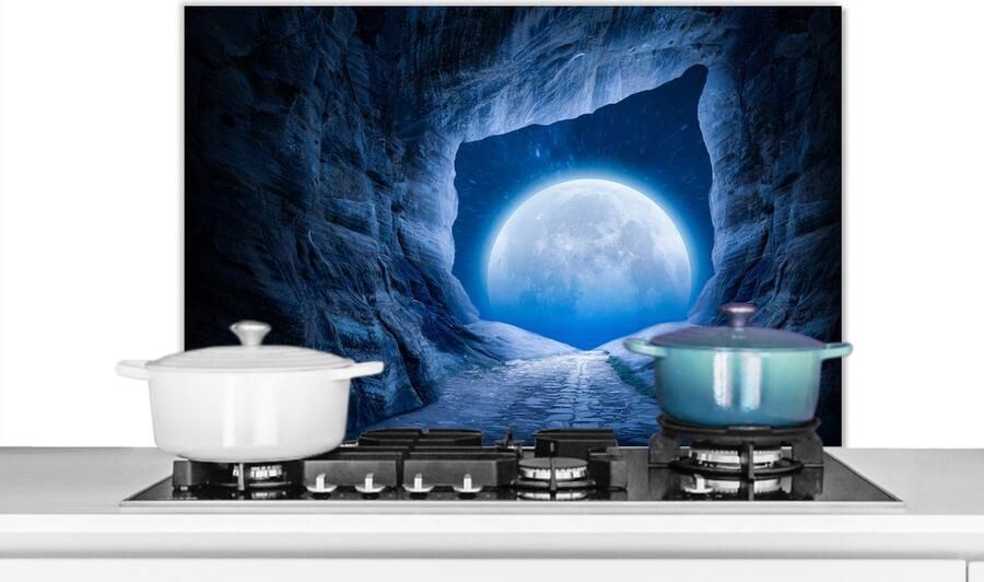 KitchenYeah Spatwand Spatscherm keuken Maan Ruimte Meteoriet Asteroïde Spatscherm 90x60 cm Keuken achterwand Keuken Spatscherm gasfornuis