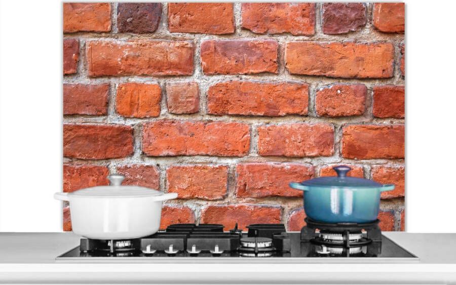 KitchenYeah Spatscherm- Baksteen Rood Muur Spatwand Koken 100x65 cm
