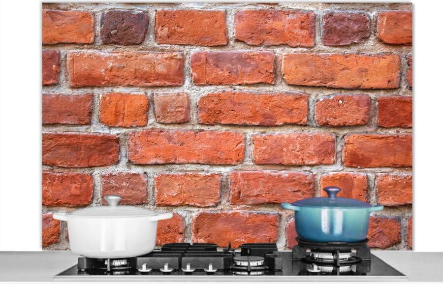 KitchenYeah Spatscherm- Baksteen Rood Muur Spatwand Koken 120x80 cm