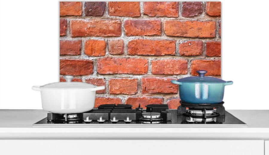 KitchenYeah Spatscherm- Baksteen Rood Muur Spatwand Koken 60x40 cm