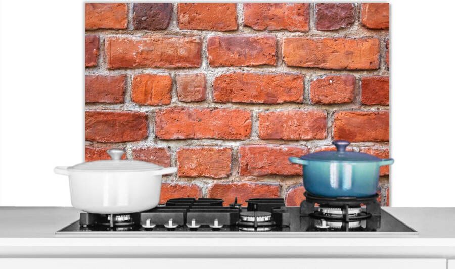 KitchenYeah Spatscherm- Baksteen Rood Muur Spatwand Koken 90x60 cm