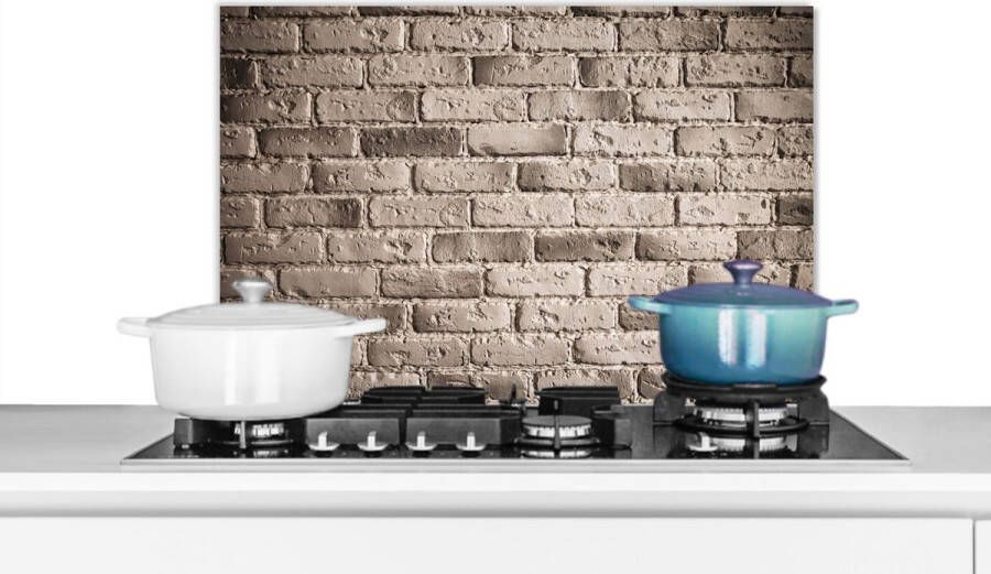 KitchenYeah Spatscherm Bakstenen Koken Muur Grijs Spatwand Keuken achterwand 60x40 cm