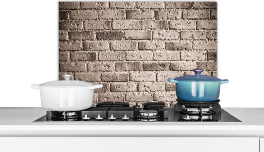 KitchenYeah Spatscherm Bakstenen Koken Muur Grijs Spatwand Keuken achterwand 70x50 cm