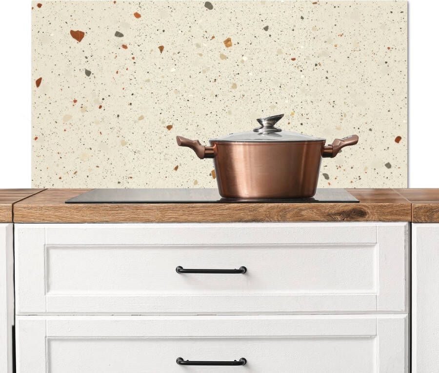 KitchenYeah Spatscherm keuken 100x50 cm Kookplaat achterwand Terrazzo Decoratie Tegels Patronen Muurbeschermer Spatwand fornuis Hoogwaardig aluminium