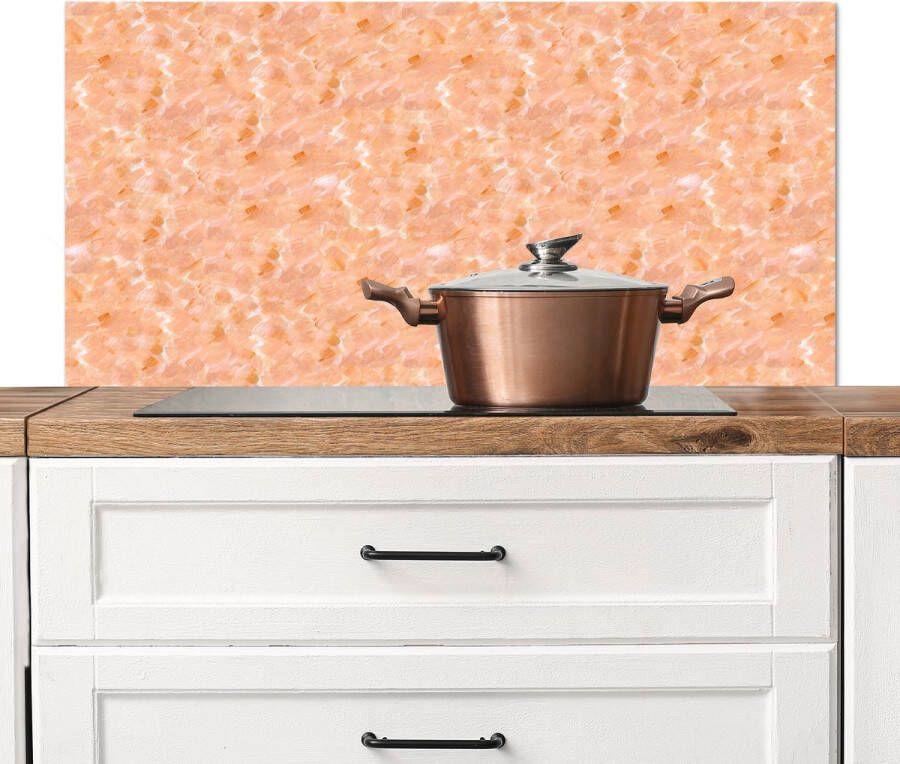 KitchenYeah Spatscherm keuken 100x50 cm Kookplaat achterwand Vloeiend Olie Verf Texturen Oranje Muurbeschermer Spatwand fornuis Hoogwaardig aluminium