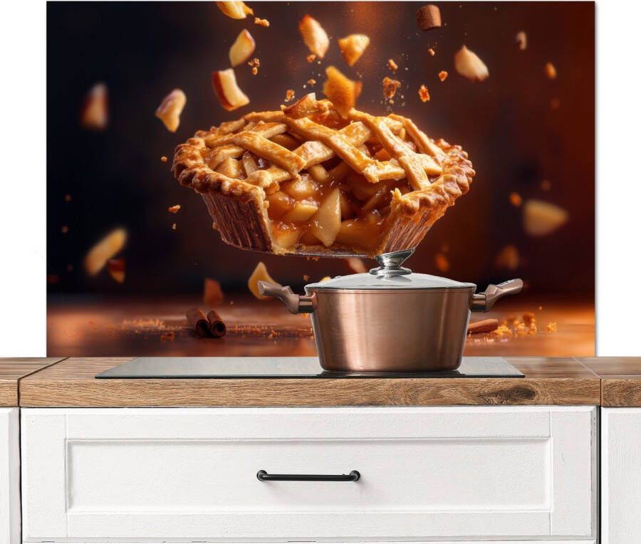 KitchenYeah Spatscherm keuken 100x65 cm Kookplaat achterwand Appel Taart Warm Eten Muurbeschermer Spatwand fornuis Hoogwaardig aluminium