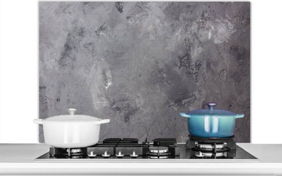 KitchenYeah Spatscherm keuken 100x65 cm Kookplaat achterwand Beton Grijs Retro Muurbeschermer Spatwand fornuis Hoogwaardig aluminium
