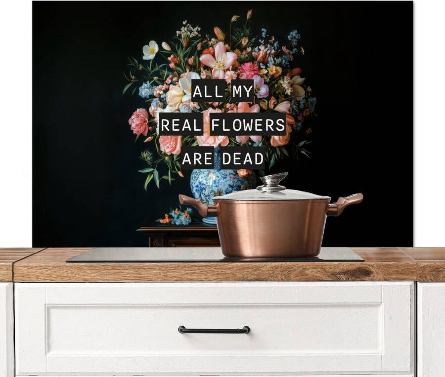 KitchenYeah Spatscherm keuken 100x65 cm Kookplaat achterwand Bloemen Art Pastel Quotes Muurbeschermer Spatwand fornuis Hoogwaardig aluminium