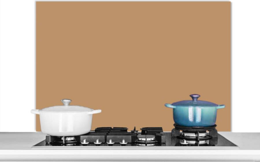KitchenYeah Spatscherm keuken 100x65 cm Kookplaat achterwand Bruin Effen print Muurbeschermer Spatwand fornuis Hoogwaardig aluminium