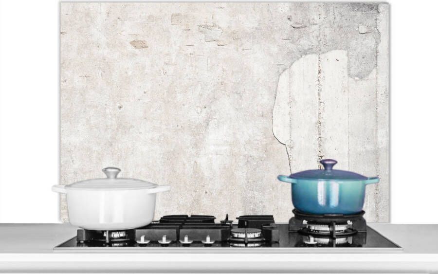 KitchenYeah Spatscherm keuken 100x65 cm Kookplaat achterwand Cement Gips Wit Vintage Structuren Muurbeschermer Spatwand fornuis Hoogwaardig aluminium